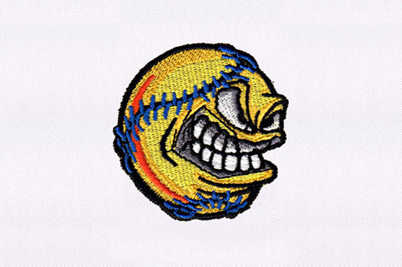 Frantic Baseball: A Bold Embroidery Design for Boutique Apparel