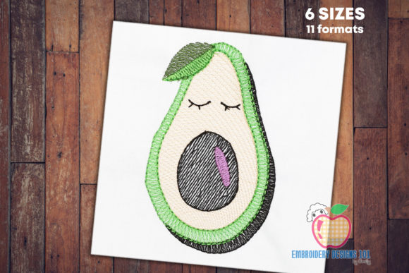 Funny Cartoon Avocado Fruits: A Playful Embroidery Design for Creative Sellers
