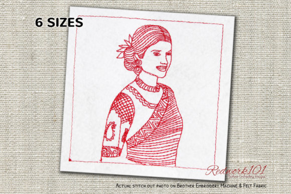 Women Dressed in Indian Saree Redwork: A Review for Handmade Gift Creators